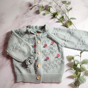 Floral Knit Baby Cardigan